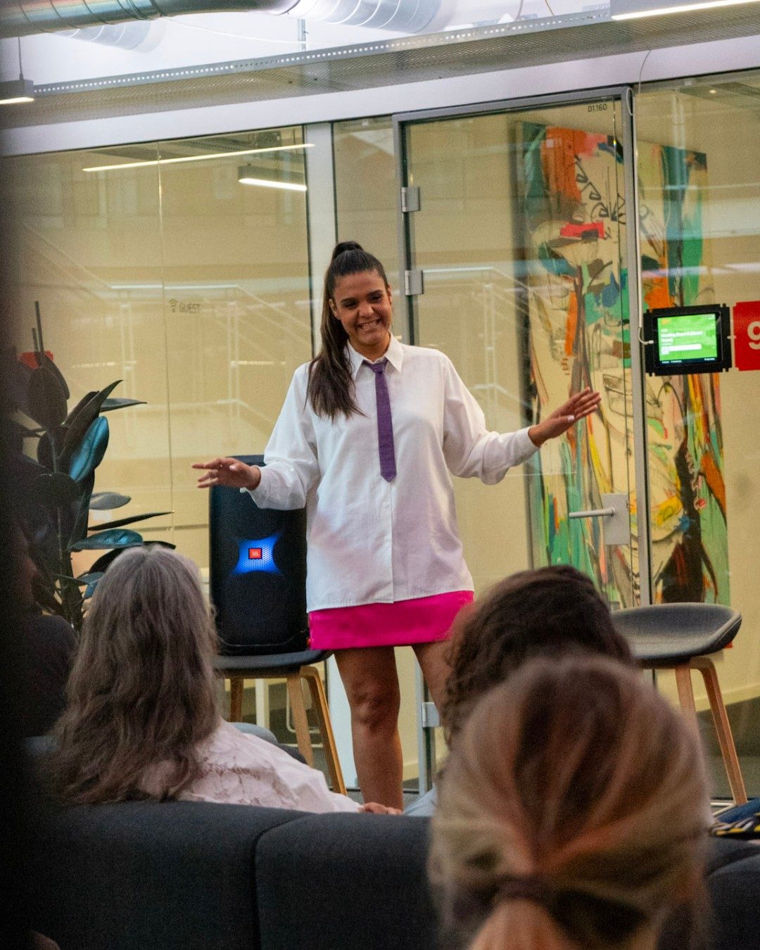 Gabriela speaking to an audience