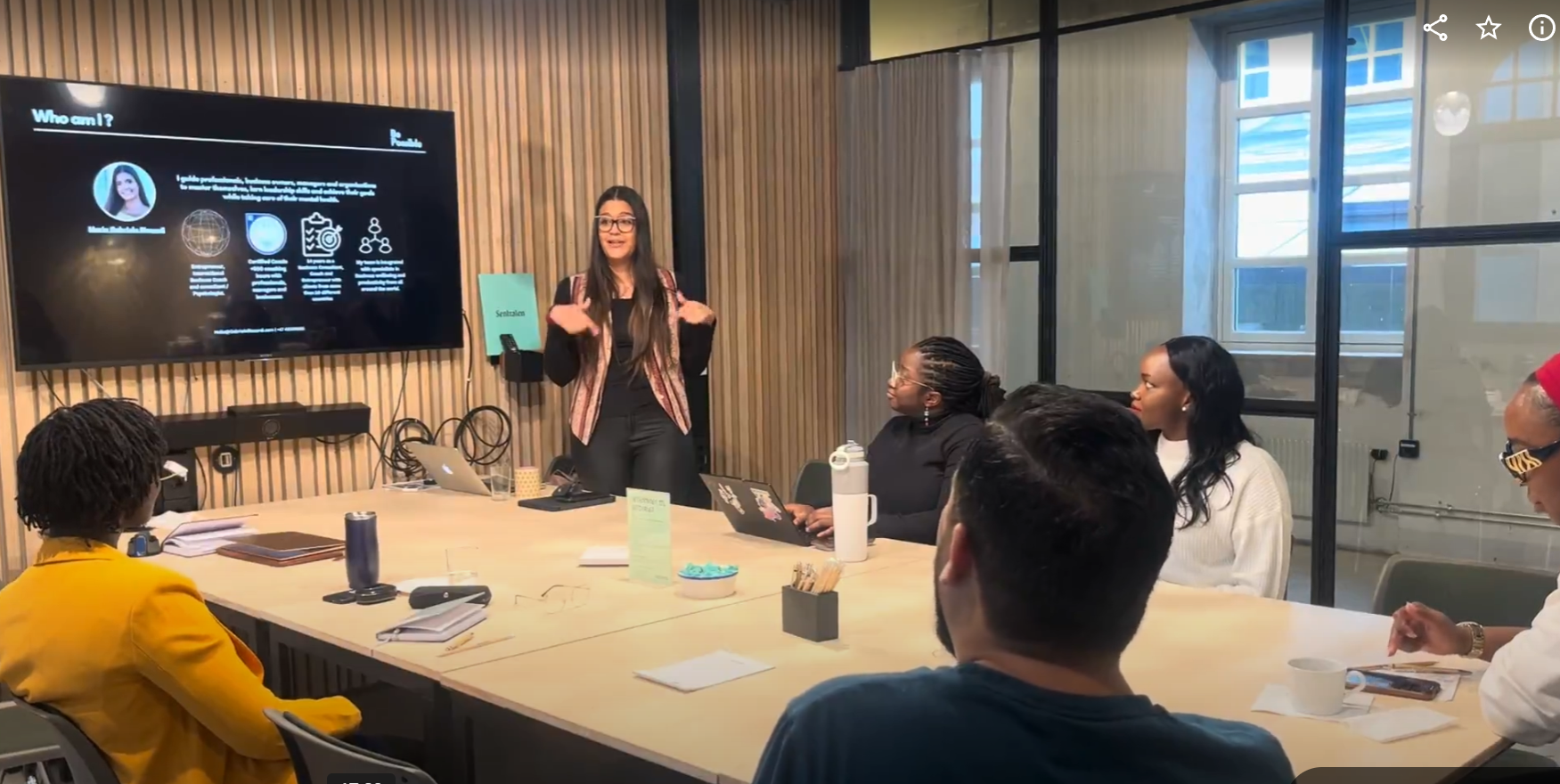 Gabriela facilitating an organizational workshop with a team